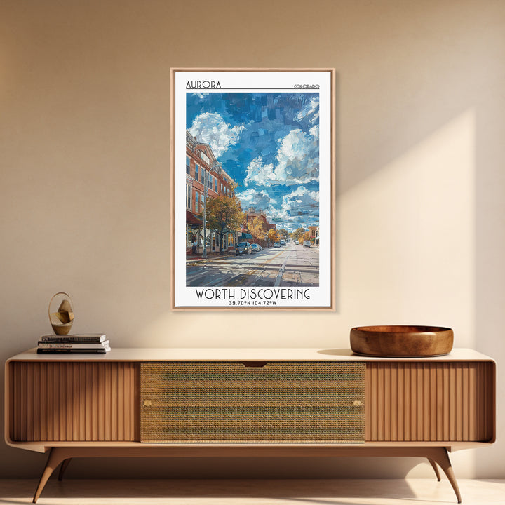 Aurora Travel Poster, Framed Canvas Print, City Travel Poster, Travel Wall Decor, Home Office Decor, Minimalist Poster, Travel Decor