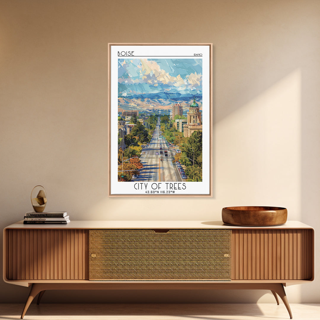 Boise Travel Poster, Canvas Print, Retro Wall Art, Travel Print, Gallery Wall Set, Art Print, Fine Art Print, Wall Art, Travel Decor
