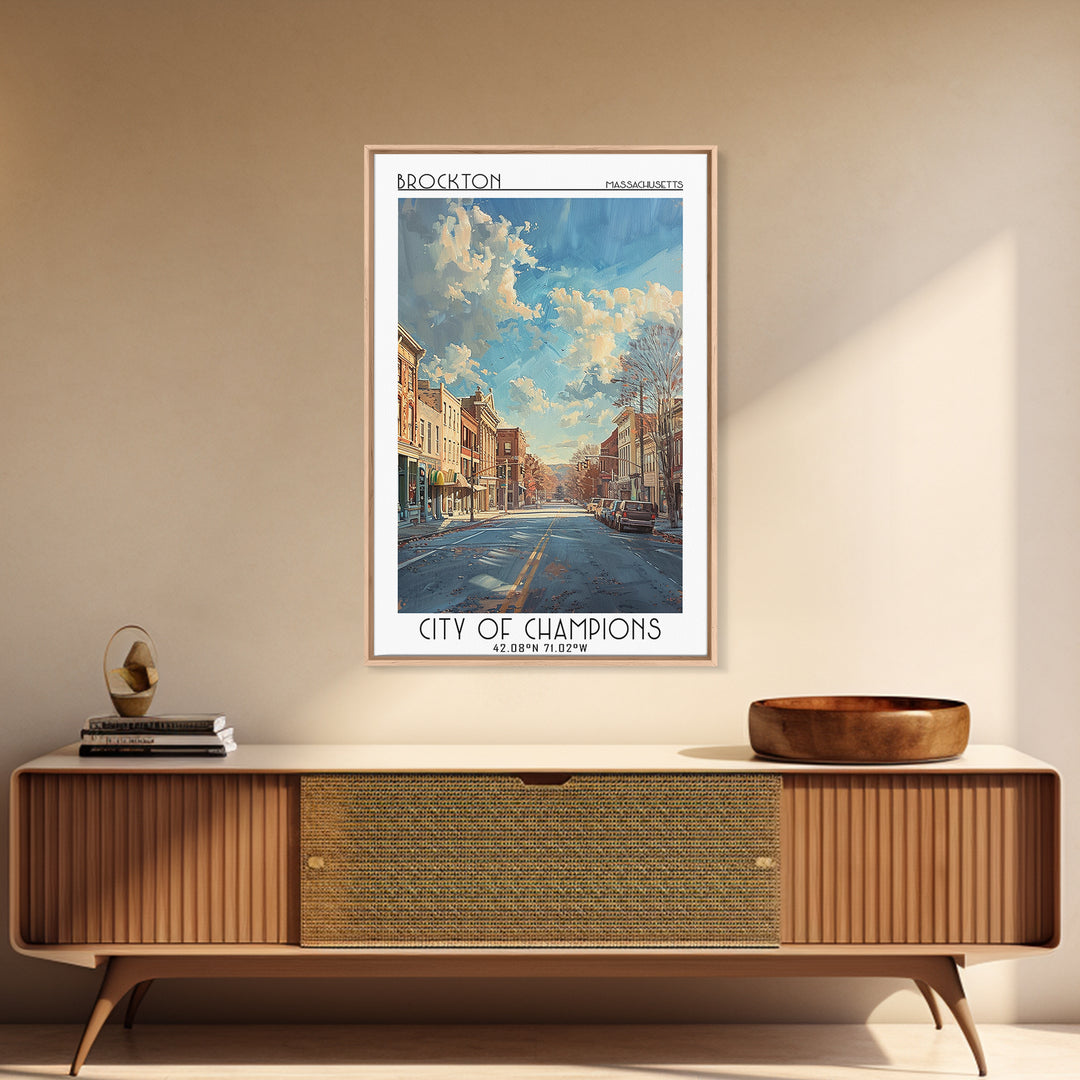 Brockton Travel Poster, Canvas Print, Poster Print, Travel Wall Art, Wanderlust Gift, Wall Art, Travel Posters, Mid Century Wall Art