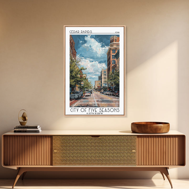 Cedar Rapids Travel Poster, Framed Canvas Print, Poster Print, Travel Wall Art, Travel Art Print, Retro Travel Poster, Landscape Art