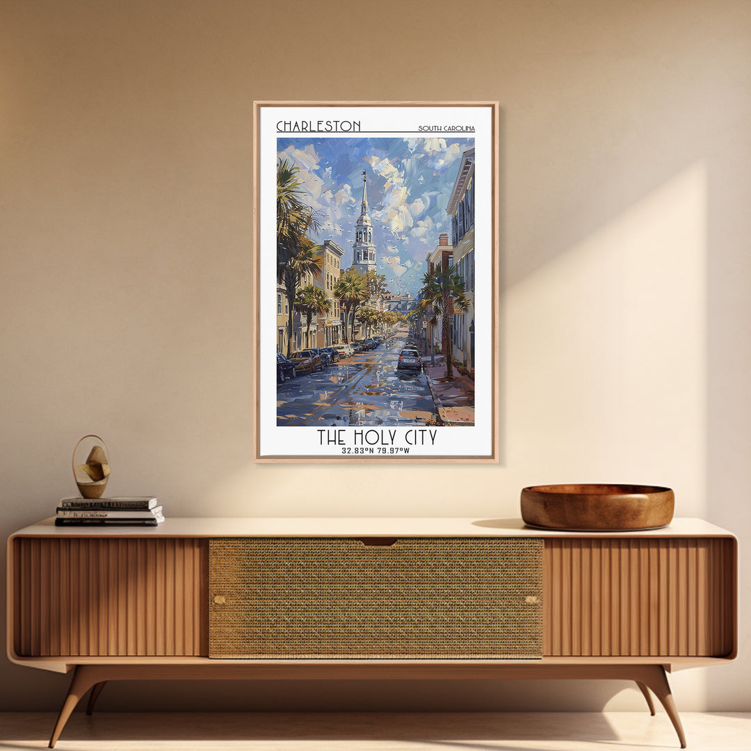 Charleston Travel Poster, Canvas Print, Travel Wall Art, City Wall Art, Living Room Wall Art, Gallery Wall Set, Vintage Travel Print