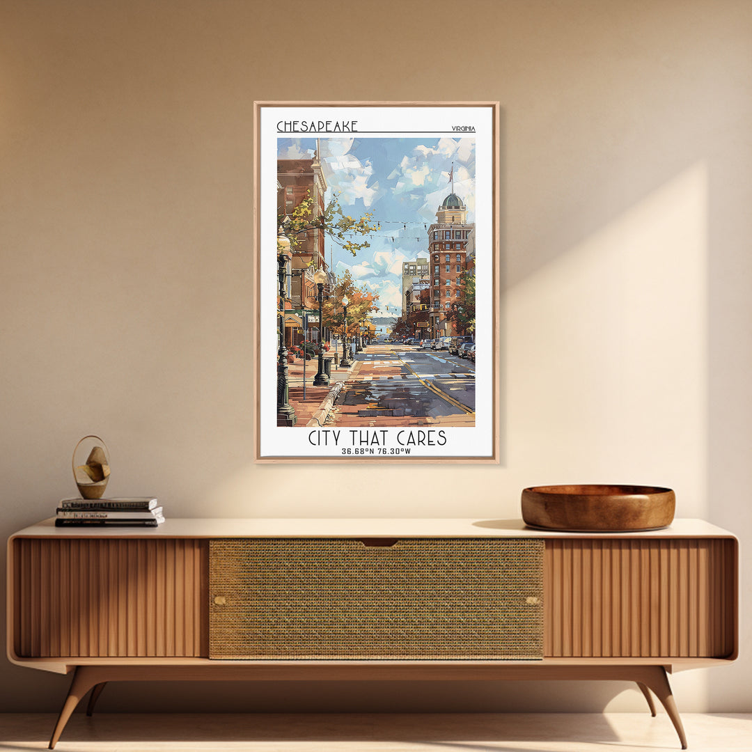 Chesapeake Travel Poster, Framed Canvas Print, Travel Art Print, Modern Wall Decor, Travel Posters, Home Office Decor, City Wall Art