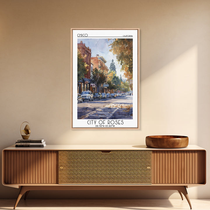 Chico Travel Poster, Framed Canvas Print, City Travel Poster, Travel Wall Art, City Wall Art, Art Print, Landscape Art, Poster Print