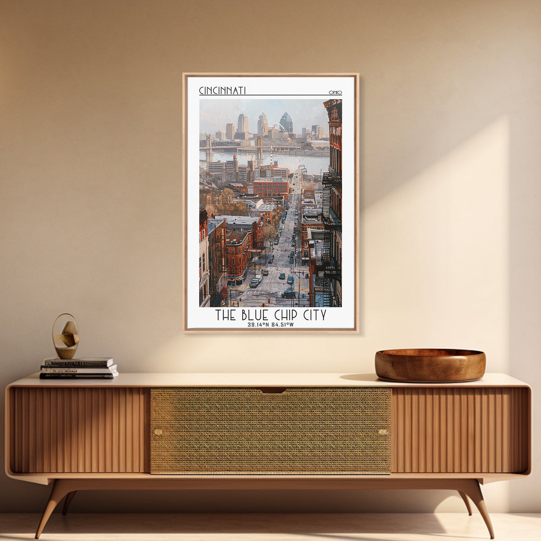 Cincinnati Travel Poster, Canvas Print, Retro Travel Poster, City Wall Art, Art Print, Poster Art, Home Office Decor, City Art Print