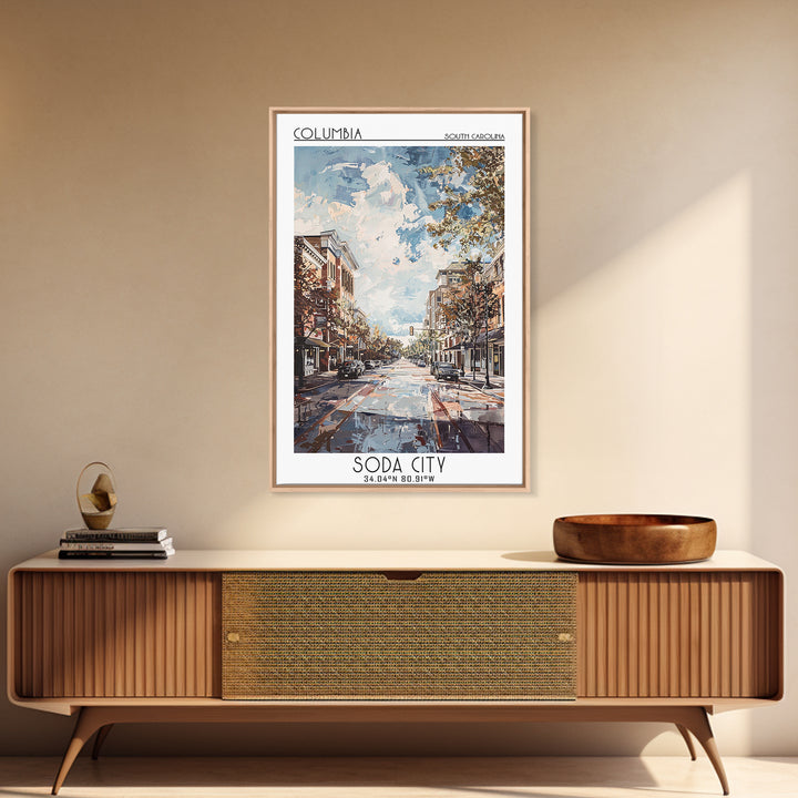 Columbia South Carolina Travel Poster, Framed Canvas Print, City Travel Poster, Travel Wall Art, Travel Posters, Retro Travel Poster