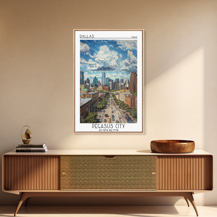 Dallas Travel Poster, Framed Canvas Print, City Travel Poster, Travel Wall Art, Retro Travel Poster, City Wall Art, Gallery Wall Set