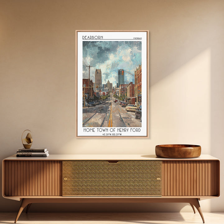 Dearborn Travel Poster, Canvas Print, Vintage Travel Print, City Wall Art, Vintage Posters, Travel Posters, Wall Art, Vintage Poster