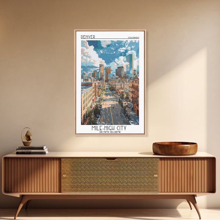 Denver Travel Poster, Framed Canvas Print, City Travel Poster, Travel Wall Decor, Minimalist Poster, Modern Wall Decor, Travel Decor