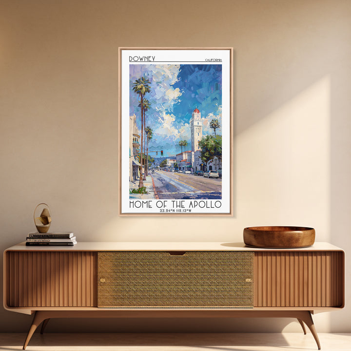 Downey Travel Poster, Framed Canvas Print, City Travel Poster, Travel Wall Art, Vintage Posters, Landscape Art, Vintage Travel Print