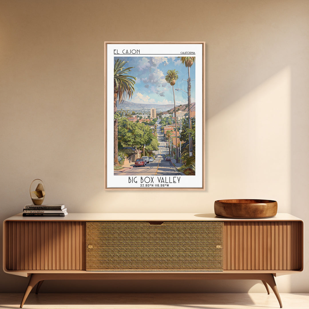 El Cajon Travel Poster, Framed Canvas Print, Travel Art Print, Modern Wall Decor, Travel Decor, Home Office Decor, Travel Wall Decor