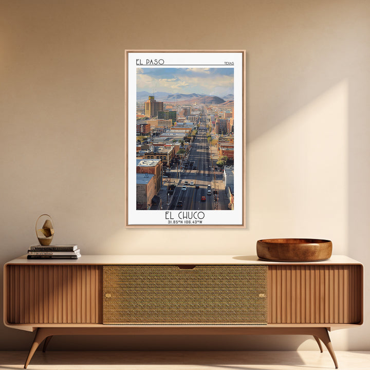 El Paso Travel Poster, Framed Canvas Print, City Travel Poster, Vintage City Poster, Travel Wall Art, Wanderlust Gift, Landscape Art