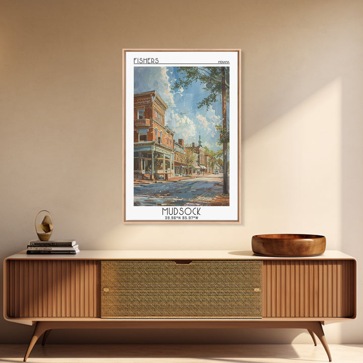 Fishers Travel Poster, Framed Canvas Print, Retro Travel Poster, City Wall Art, Landscape Art, Vintage City Poster, Travel Art Print