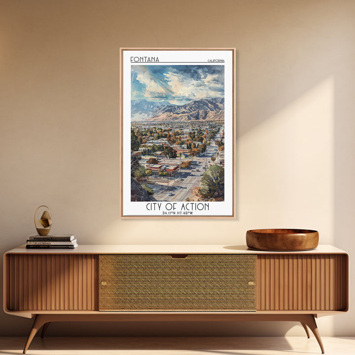 Fontana Travel Poster, Framed Canvas Print, City Art Print, Travel Wall Art, Art Print, Travel Art Print, Travel Decor, Poster Print