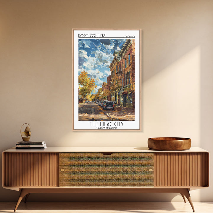 Fort Collins Travel Poster, Framed Canvas Print, City Travel Poster, Travel Wall Decor, Poster Art, Modern Wall Decor, Travel Prints