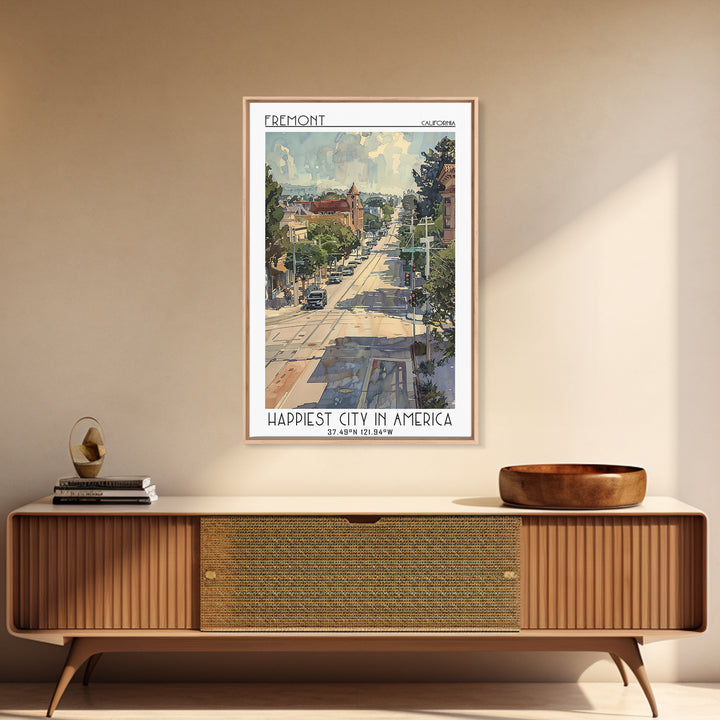 Fremont Travel Poster, Framed Canvas Print, City Travel Poster, Travel Wall Decor, Travel Posters, Poster Art, Home Decor, Art Print