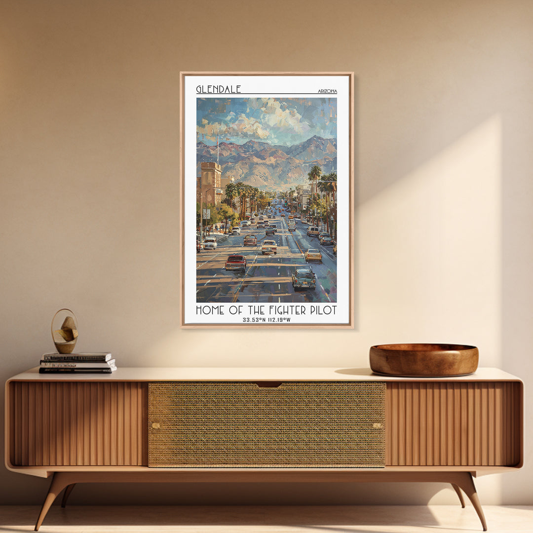 Glendale Travel Poster, Framed Canvas Print, Vintage Travel Print, City Wall Art, Wall Art, Art Print, Travel Wall Art, Poster Print