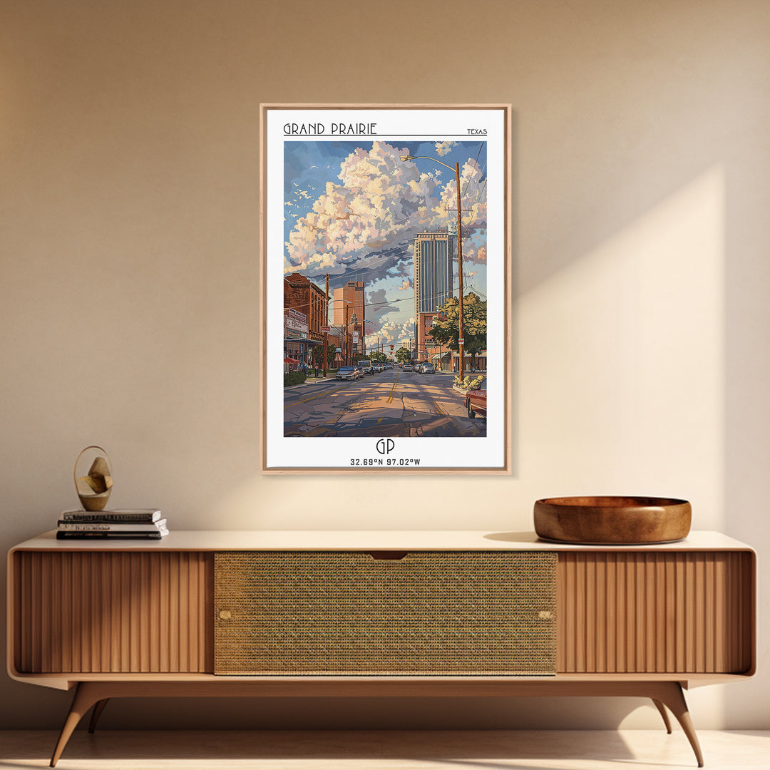 Grand Prairie Travel Poster, Canvas Print, Travel Wall Art, City Wall Art, Vintage Travel Print, Gallery Wall Set, Minimalist Poster