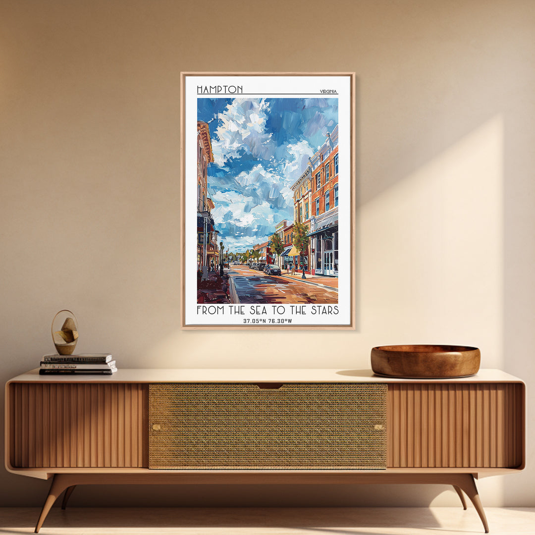 Hampton Travel Poster, Canvas Print, Travel Wall Decor, Minimalist Poster, Gallery Wall Set, Travel Print, Retro Wall Art, Art Print