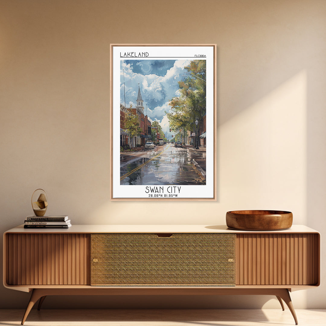 Lakeland Travel Poster, Canvas Print, City Art Print, Travel Wall Art, Retro Travel Poster, Travel Posters, Art Print, Landscape Art