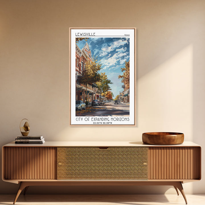 Lewisville Travel Poster, Framed Canvas Print, Travel Art Print, Modern Wall Decor, Minimalist Poster, Travel Wall Art, Poster Print