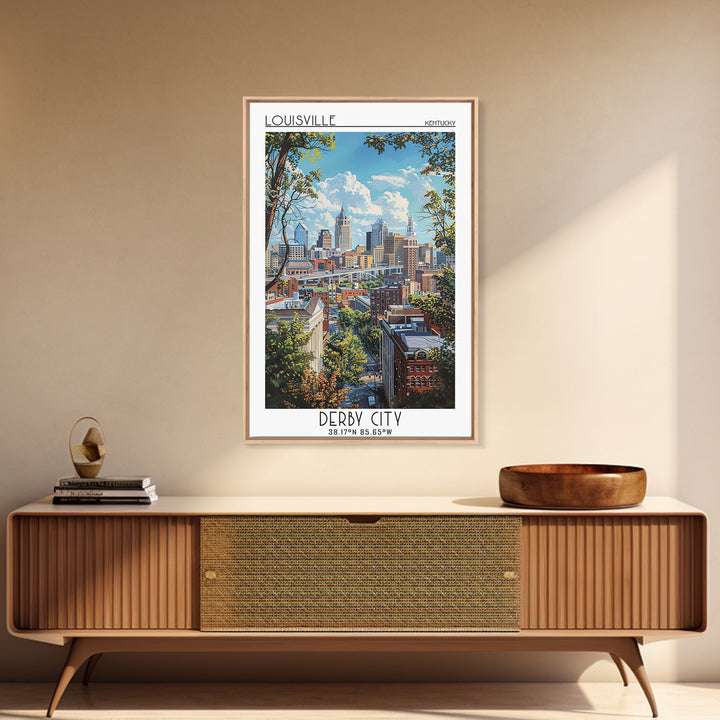 Louisville Travel Poster, Framed Canvas Print, Travel Wall Art, City Wall Art, City Travel Poster, Vintage Travel Art, Travel Prints