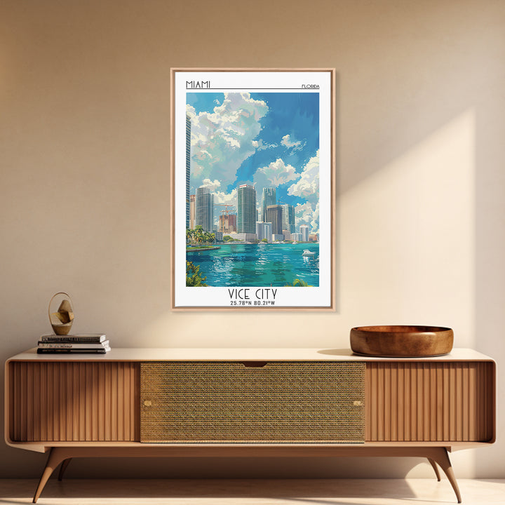Miami Travel Poster, Canvas Print, City Travel Poster, Travel Wall Decor, Wall Art, Poster Print, Modern Wall Decor, Travel Wall Art