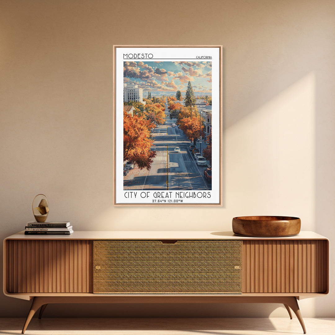 Modesto Travel Poster, Canvas Print, City Art Print, Travel Wall Art, Poster Art, Watercolor Cityscape, City Travel Poster, Wall Art