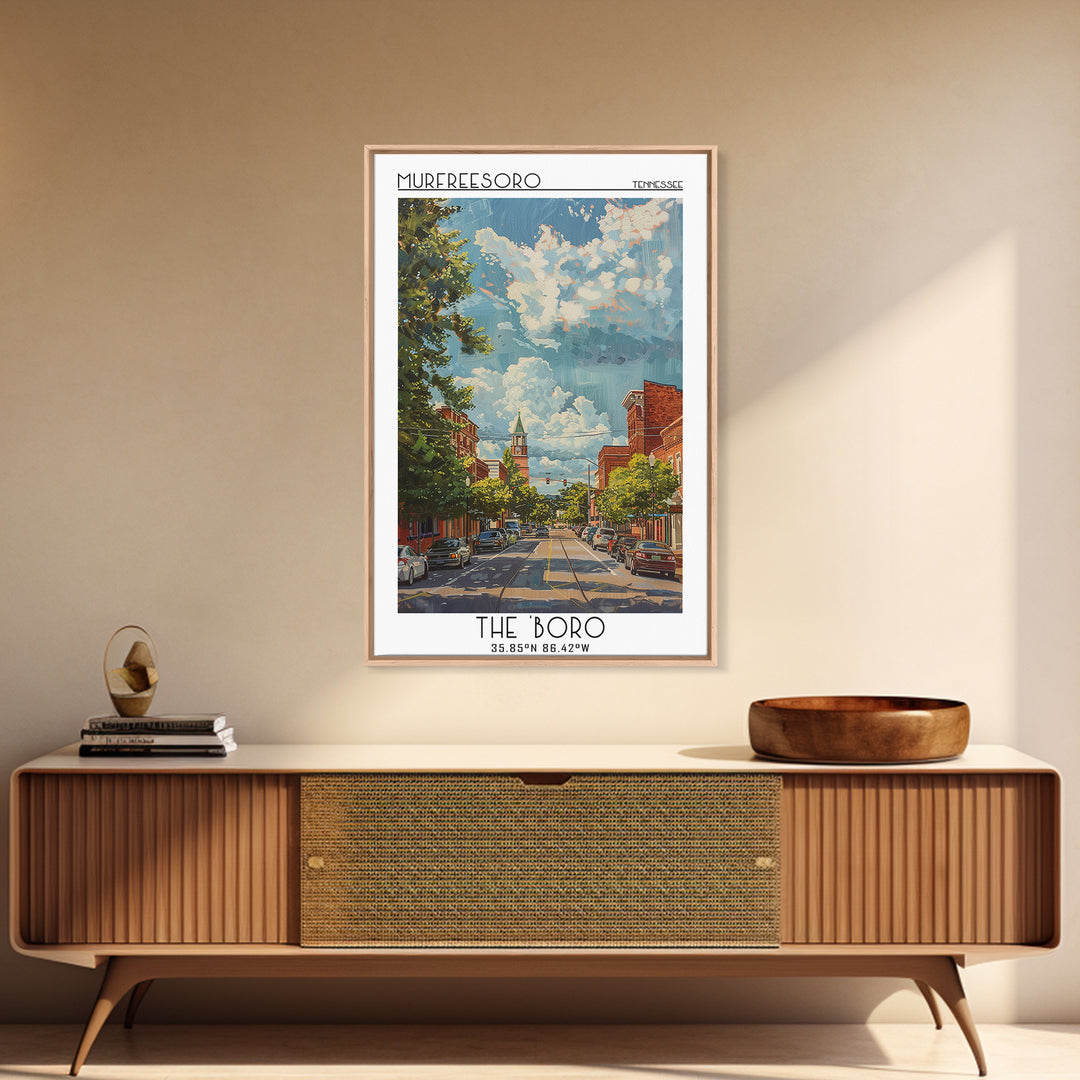 Murfreesboro Travel Poster, Framed Canvas Print, Vintage Travel Print, City Wall Art, Travel Posters, Vintage Poster, Vintage Travel