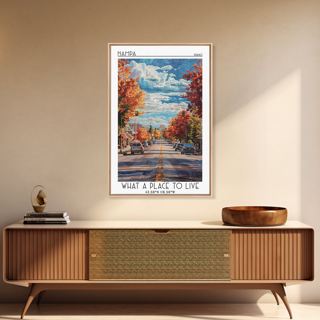 Nampa Travel Poster, Framed Canvas Print, City Travel Poster, Travel Wall Art, Fine Art Print, Retro Travel Print, Minimalist Poster