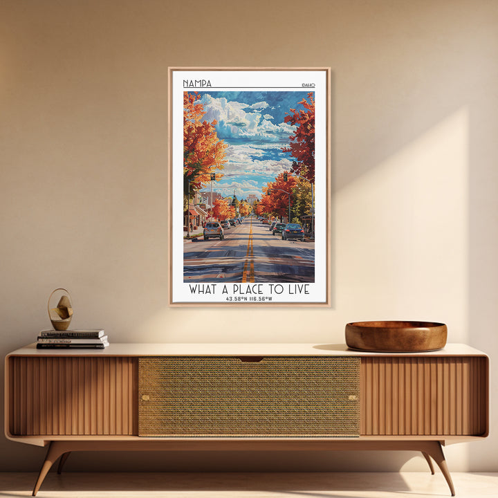 Nampa Travel Poster, Framed Canvas Print, City Travel Poster, Travel Wall Art, Fine Art Print, Retro Travel Print, Minimalist Poster