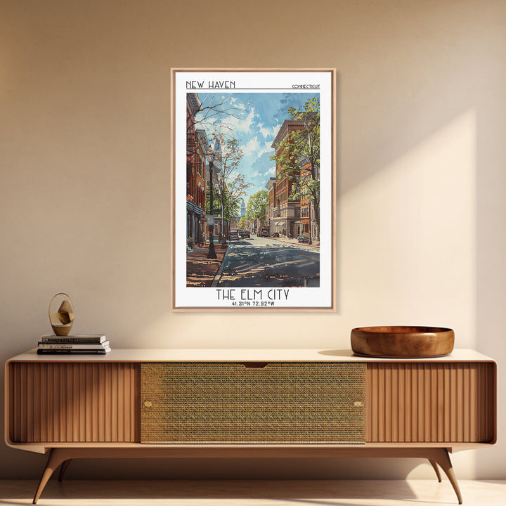 New Haven Travel Poster, Canvas Print, Retro Travel Poster, City Wall Art, Mid Century Wall Art, Travel Wall Art, Retro Travel Print