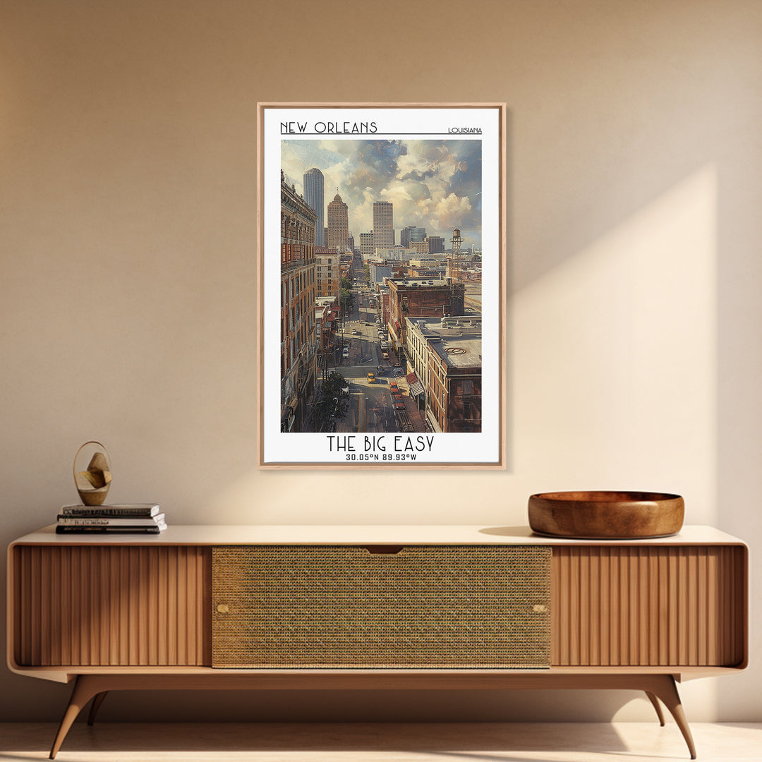 New Orleans Travel Poster, Framed Canvas Print, Travel Art Print, Modern Wall Decor, Poster Art, Travel Prints, Living Room Wall Art