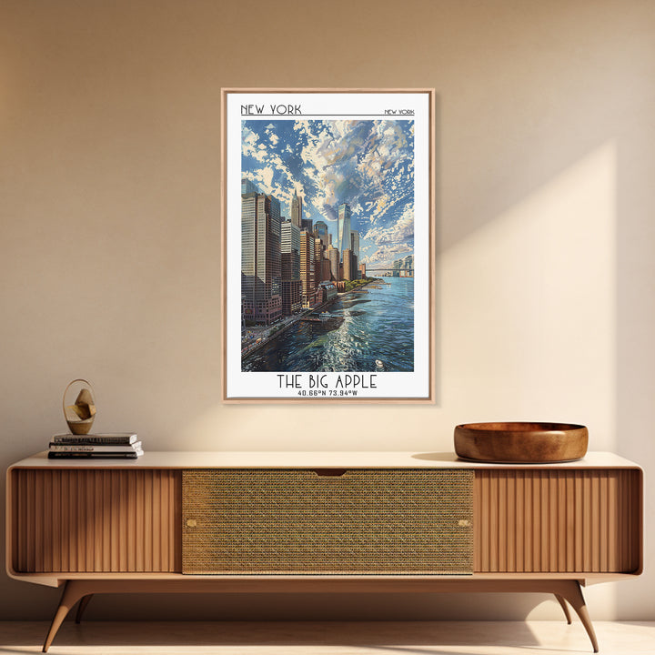 New York Travel Poster, Framed Canvas Print, Vintage Travel Print, City Wall Art, City Art Print, Retro Wall Art, City Travel Poster