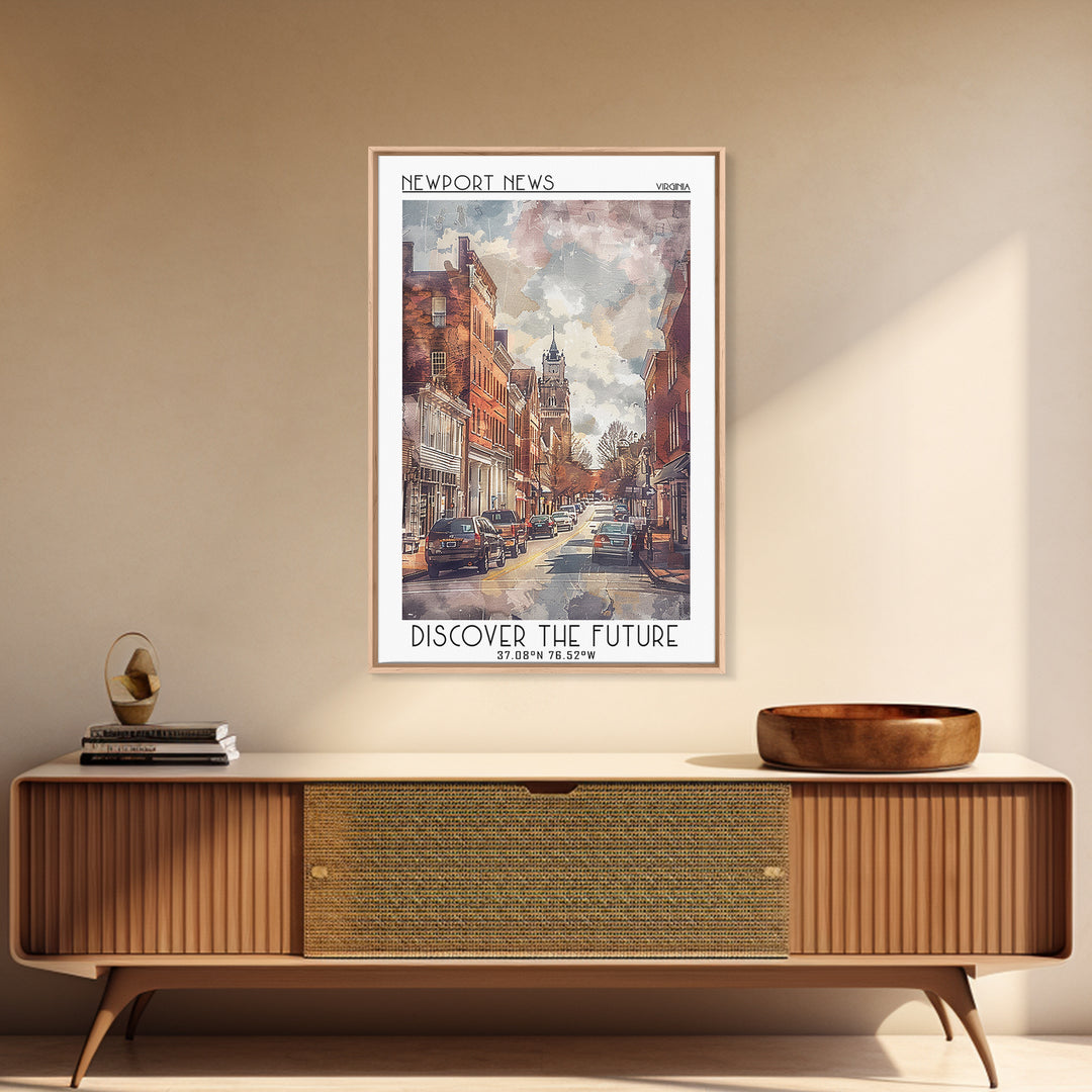 Newport News Travel Poster, Canvas Print, Travel Wall Art, City Wall Art, Vintage Travel, Vintage Travel Print, Living Room Wall Art