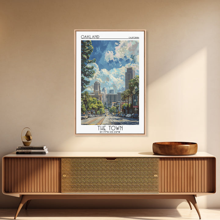 Oakland Travel Poster, Framed Canvas Print, City Travel Poster, Travel Wall Art, Living Room Wall Art, Home Decor, Colorful Wall Art