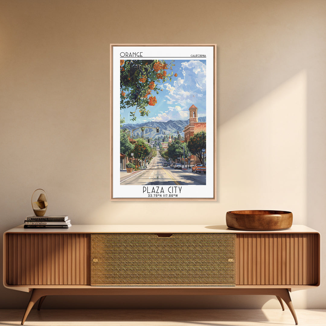 Orange Travel Poster, Canvas Print, City Travel Poster, Travel Wall Decor, Home Decor, Travel Posters, Fine Art Print, City Wall Art