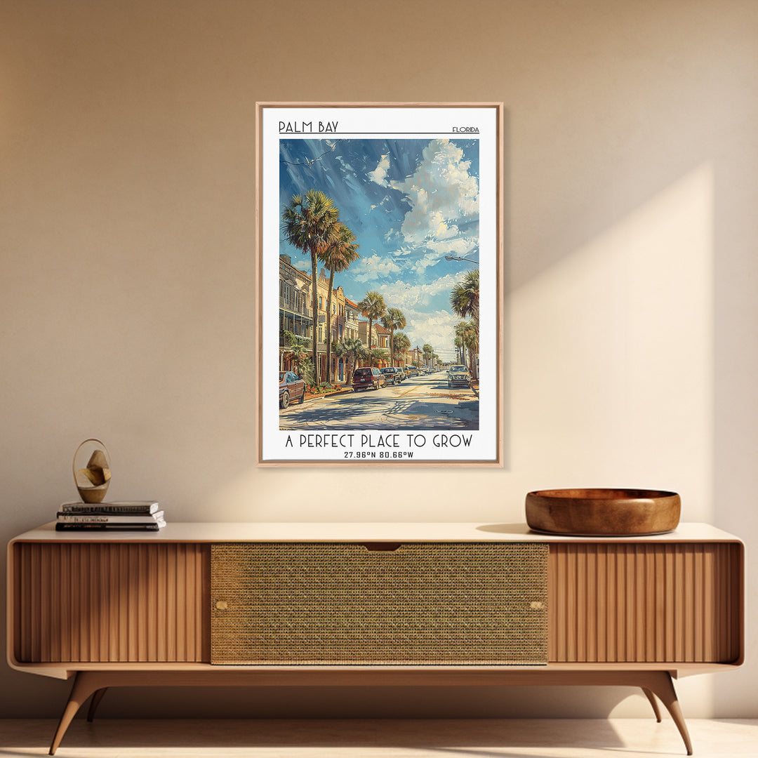 Palm Bay Travel Poster, Canvas Print, City Travel Poster, Travel Wall Decor, Retro Wall Art, Retro Travel Poster, Retro Travel Print
