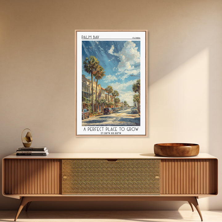 Palm Bay Travel Poster, Canvas Print, City Travel Poster, Travel Wall Decor, Retro Wall Art, Retro Travel Poster, Retro Travel Print