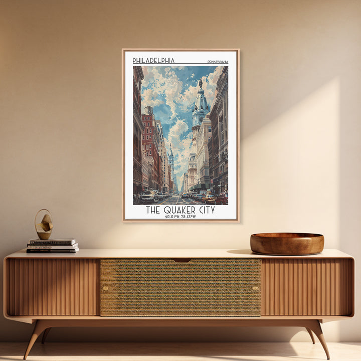 Philadelphia Travel Poster, Canvas Print, Retro Travel Poster, City Wall Art, Landscape Art, Watercolor Cityscape, Modern Wall Decor