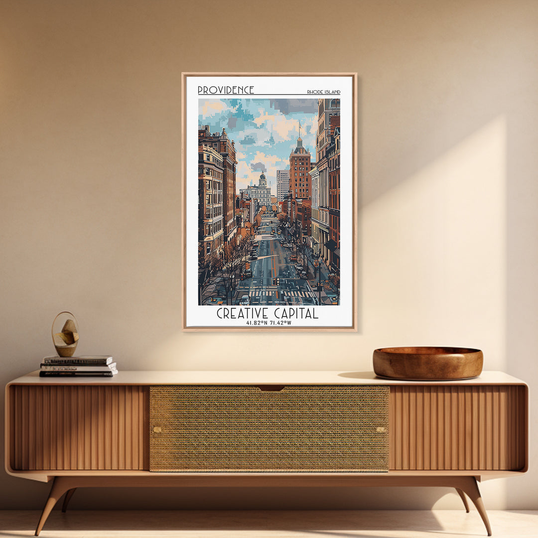Providence Travel Poster, Canvas Print, Travel Prints, Landscape Art, Fine Art Print, Wall Art, City Illustration, Colorful Wall Art