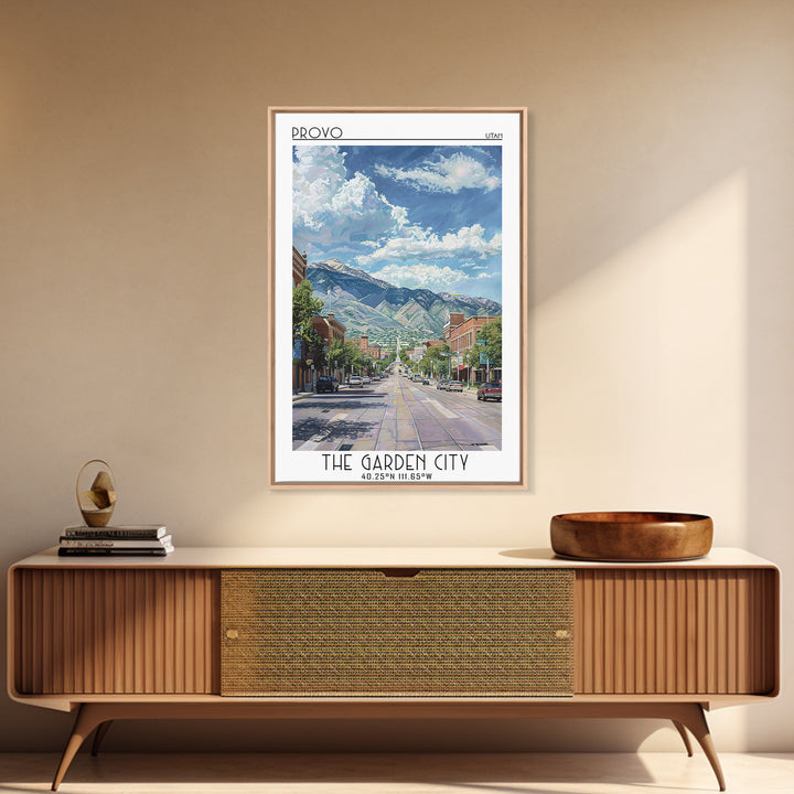 Provo Travel Poster, Framed Canvas Print, City Travel Poster, Travel Wall Decor, Retro Travel Poster, City Art Print, Retro Wall Art