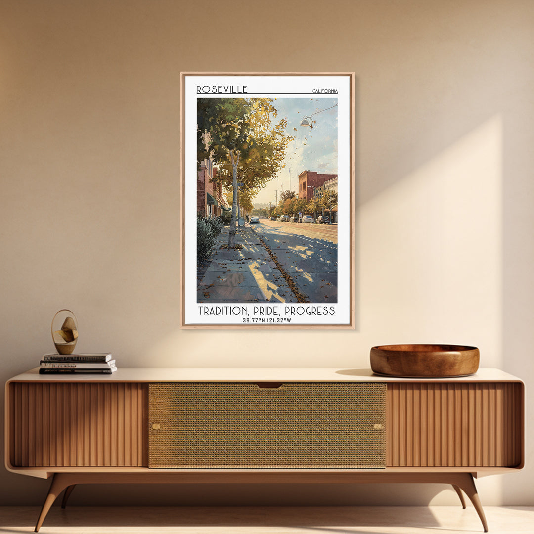 Roseville Travel Poster, Canvas Print, Travel Wall Decor, Minimalist Poster, Fine Art Print, Retro Travel Poster, City Travel Poster