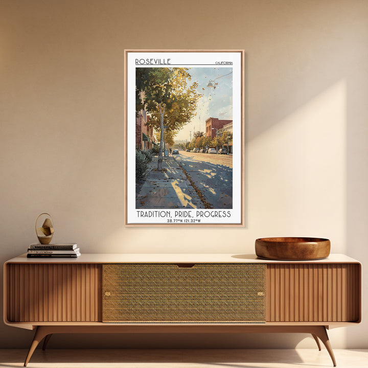 Roseville Travel Poster, Canvas Print, Travel Wall Decor, Minimalist Poster, Fine Art Print, Retro Travel Poster, City Travel Poster