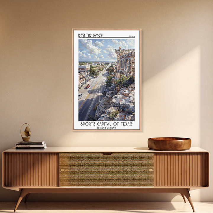 Round Rock Travel Poster, Framed Canvas Print, Travel Wall Decor, Minimalist Poster, Home Decor, Travel Wall Art, City Travel Poster