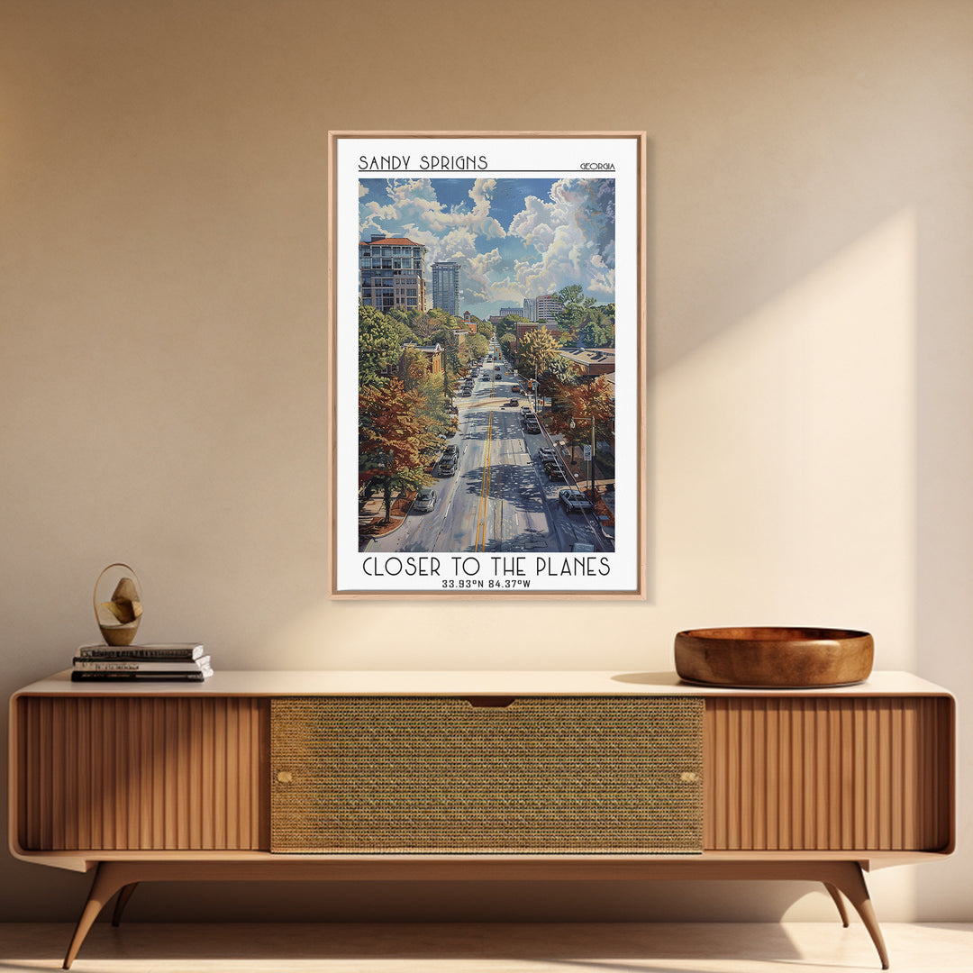 Sandy Springs Travel Poster, Canvas Print, Travel Prints, Landscape Art, City Wall Art, Colorful Wall Art, Retro Wall Art, Art Print