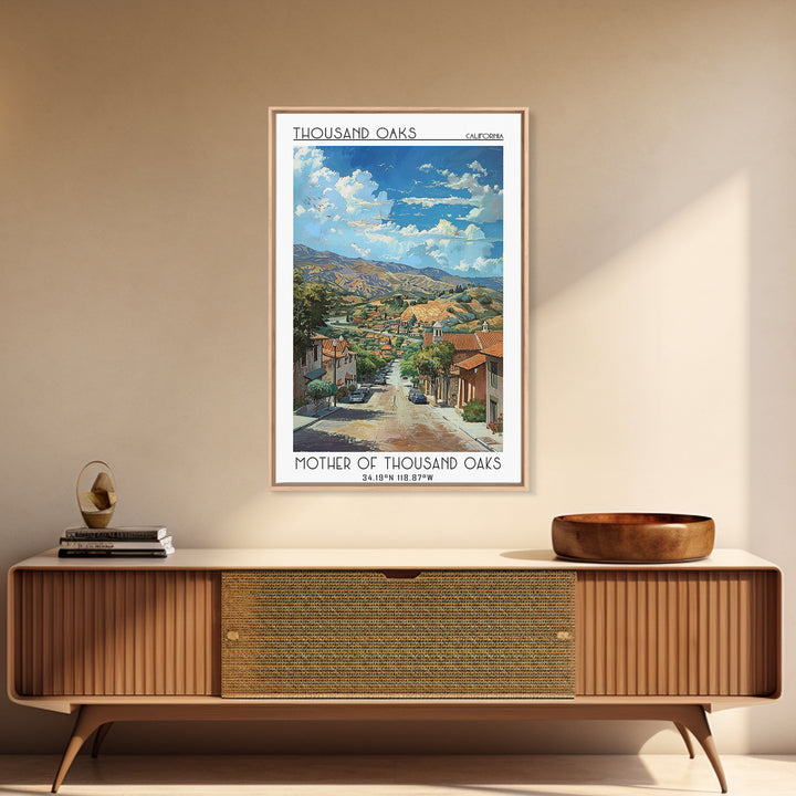 Thousand Oaks Travel Poster, Framed Canvas Print, Retro Travel Poster, City Wall Art, Retro Travel Print, Poster Print, Travel Print