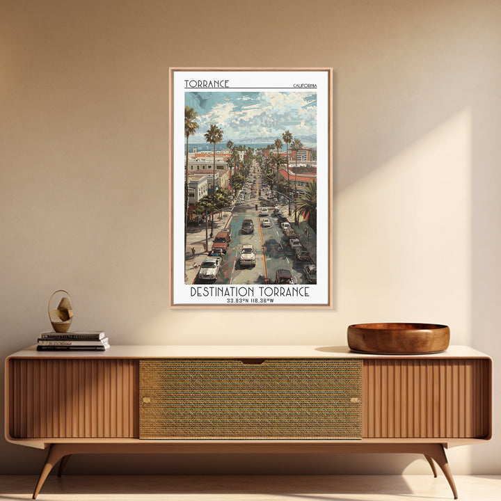Torrance California Travel Poster, Canvas Print, Vintage Travel Print, City Wall Art, Mid Century Wall Art, Landscape Art, Art Print