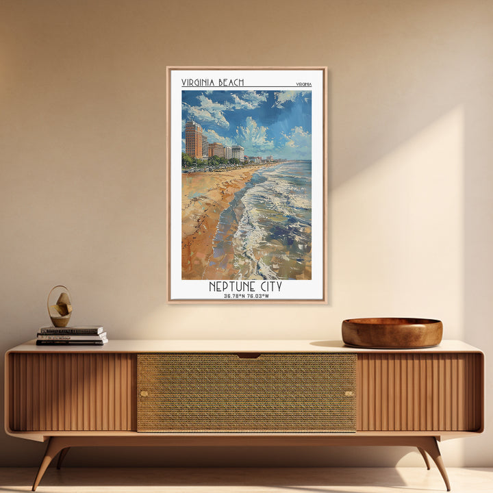 Virginia Beach Travel Poster, Canvas Print, City Travel Poster, Travel Wall Art, Vintage City Poster, Vintage Travel, City Art Print