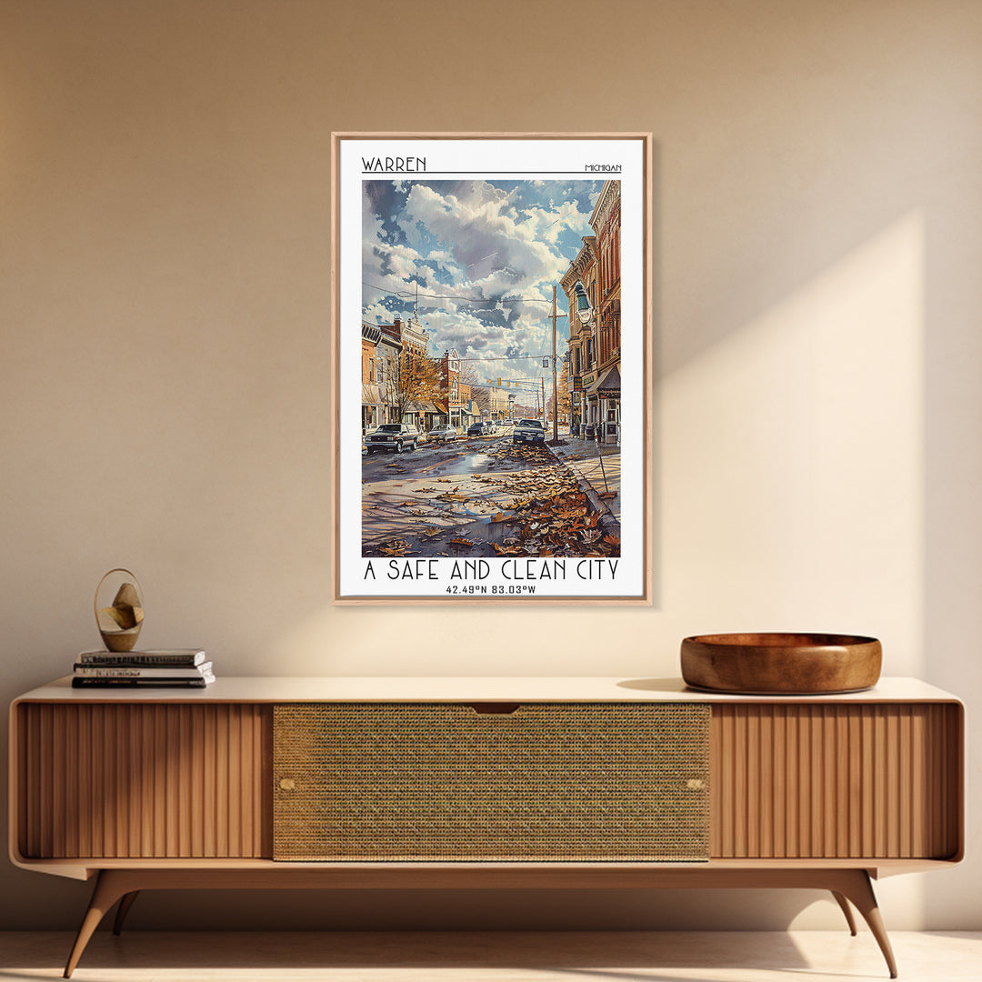 Warren Travel Poster, Canvas Print, City Travel Poster, Vintage City Poster, Minimalist Poster, City Art Print, Living Room Wall Art