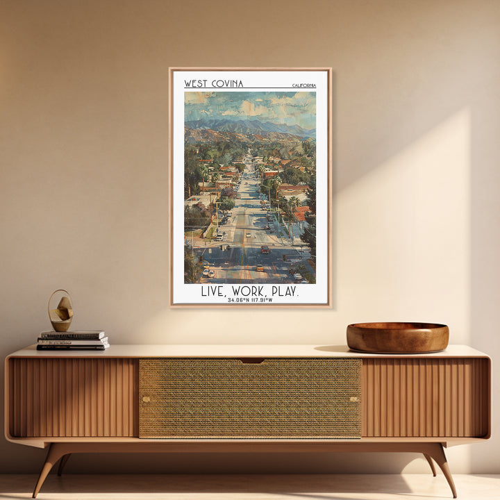 West Covina Travel Poster, Canvas Print, City Travel Poster, Travel Wall Decor, Retro Travel Print, Fine Art Print, Travel Art Print
